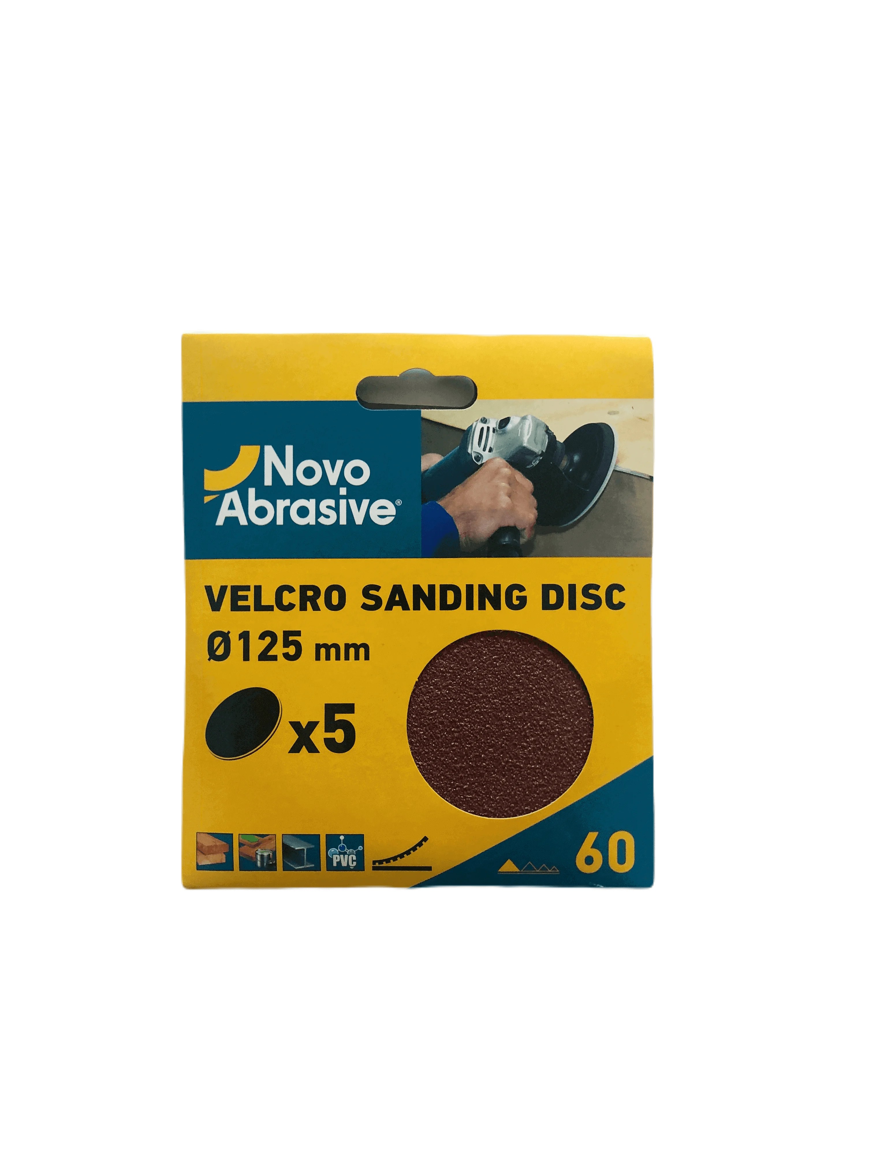 Круг шліфувальний самозачепний NovoAbrasive 125 мм, Р60, 5шт.